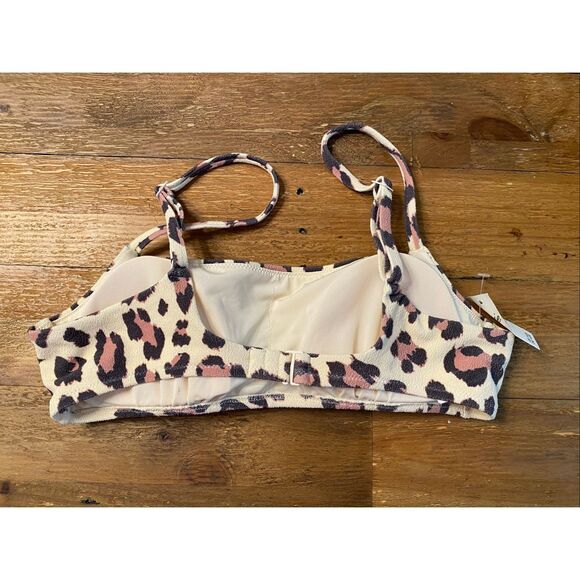 Aerie Medium scoop bikini top NWT cheetah/leopard animal print tan UPF 50 - Picture 3 of 6